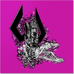 Galactus & Silver Surfer - BW Posters and Art